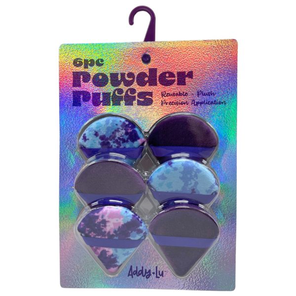 AddyLu 6 Pack Blue and Purple Tie Dye Powder Puffs