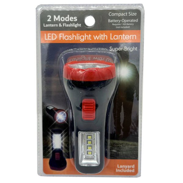 2 in 1 Battery-Operated LED Flashlight with Lantern and Lanyard