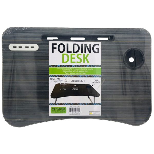 Folding Table with Electronics Charging Station and USB Fan Light
