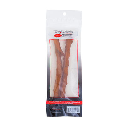 Dog Treats 2pc 6 Inch Pork Rawhide Chew Resealable Bag