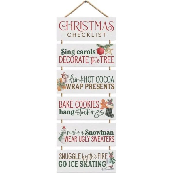 Christmas Checklist Wooden Hanging Sign Wall Decor