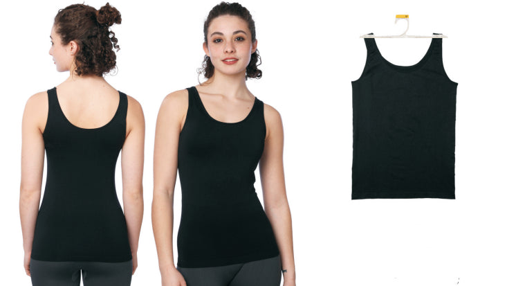 Women's Seamless Sports Tank Top w/ Scoop Neck - Sizes Small-XL - Black