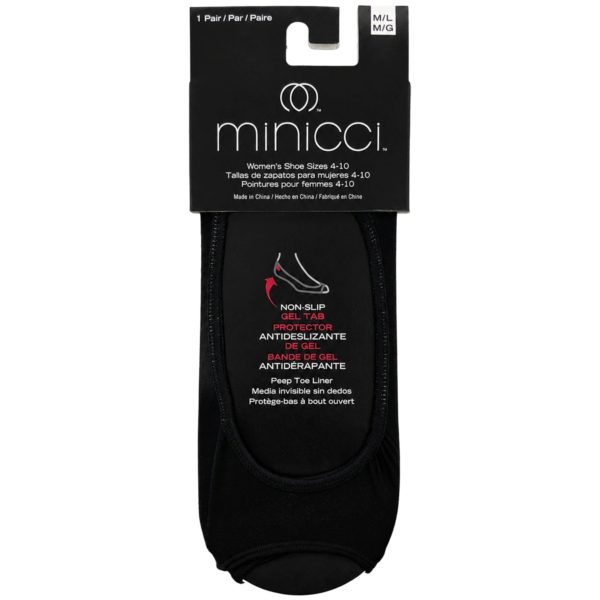 Minicci 1 Pack Black Liner Socks w/ Gel Tab Size M/L 4-10