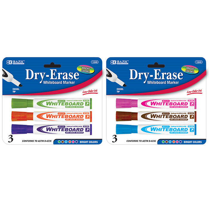Chisel Tip Dry Erase Markers - 3-Packs