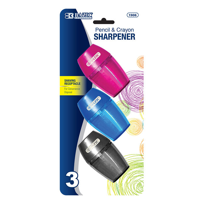 Single Hole Sharpener w/ Receptacle (3/Pack)