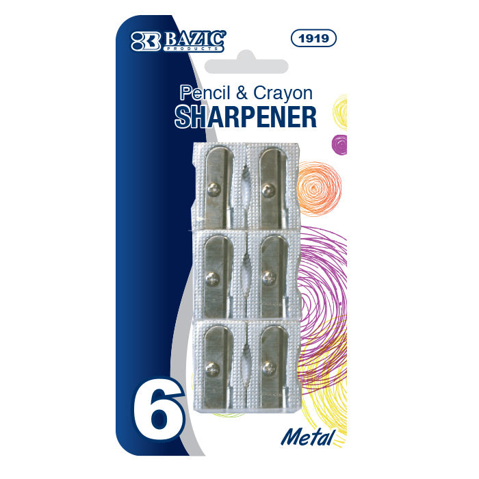 Single Hole Metal Pencil Sharpener (6/Pack)