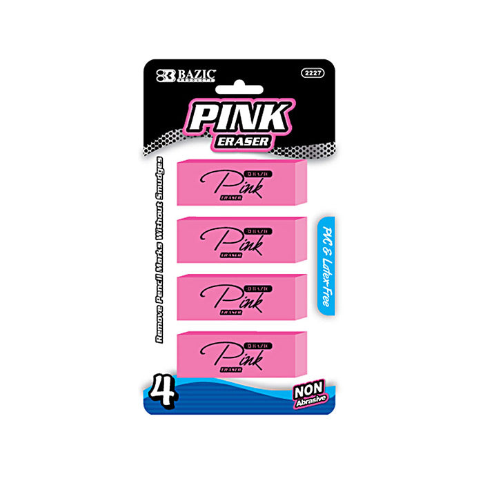 Pink Bevel Eraser (4/Pack)