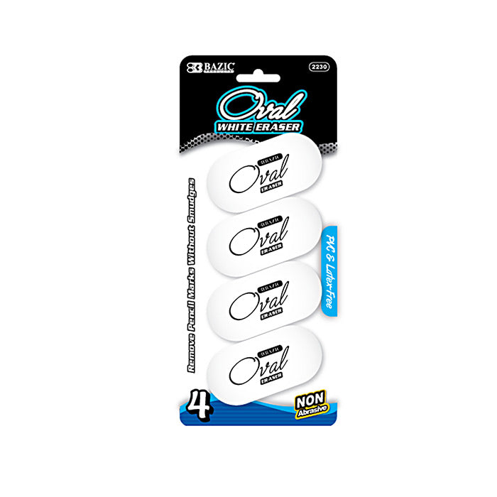 White Oval Eraser (4/Pack)