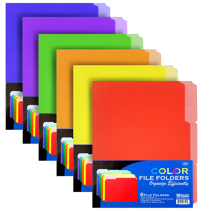 1/3 Cut Letter Size Color File Folder (6/Pack)