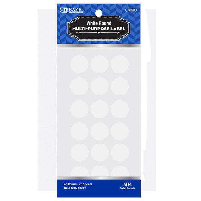 White 3/4" Round Label (504/Pack)
