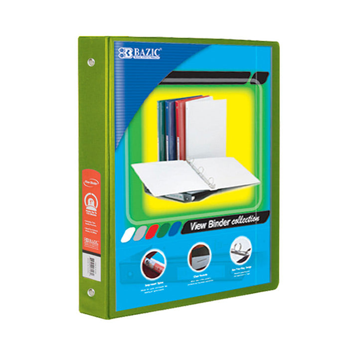 1" Lime Green 3-Ring View Binder w/ 2-Pockets