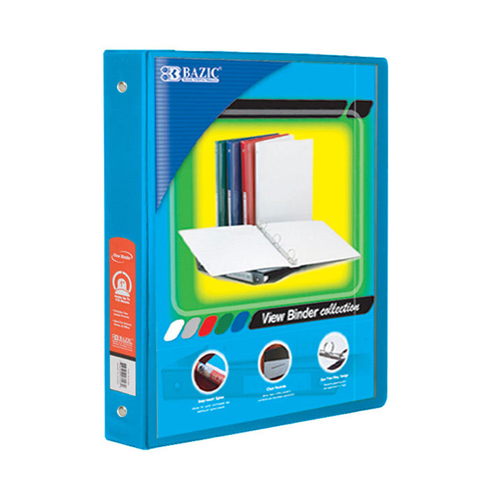 1" Cyan 3-Ring View Binder w/ 2-Pockets