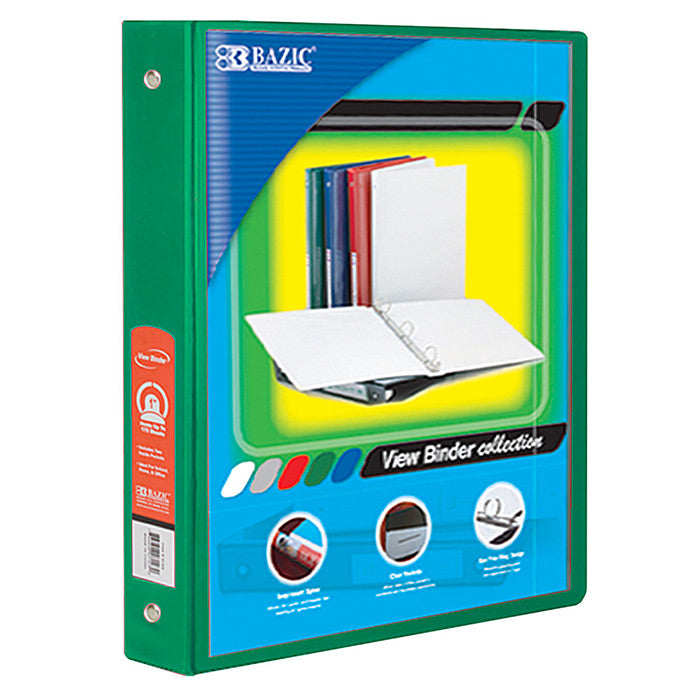 1.5" Green 3-Ring View Binder w/2-Pockets