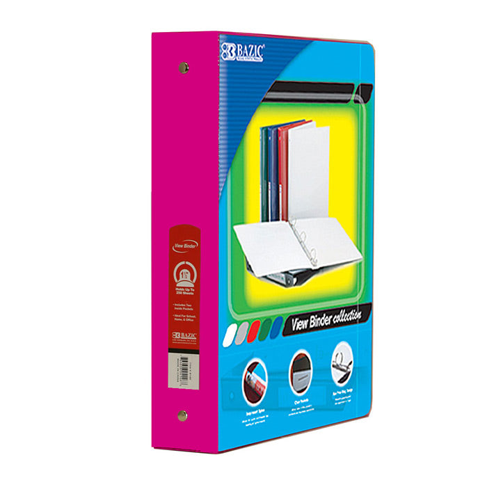 1.5" Fuschia 3-Ring View Binder w/ 2-Pockets