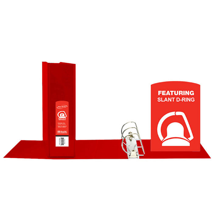 2" Red Slant-D Ring View Binder w/ 2 Pockets