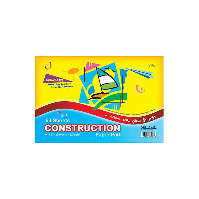 64 Ct. 6" X 9" Mini Construction Paper Pad