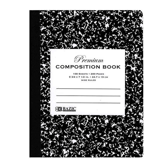 w/R 100 Ct. Premium Black Marble Composition Book