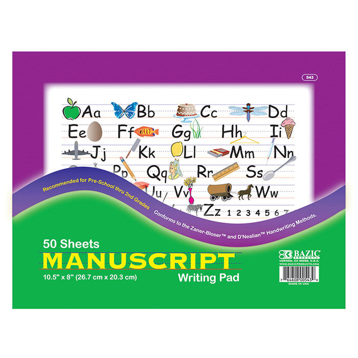 50 Ct. 10.5" X 8" Manuscript Writing Pad