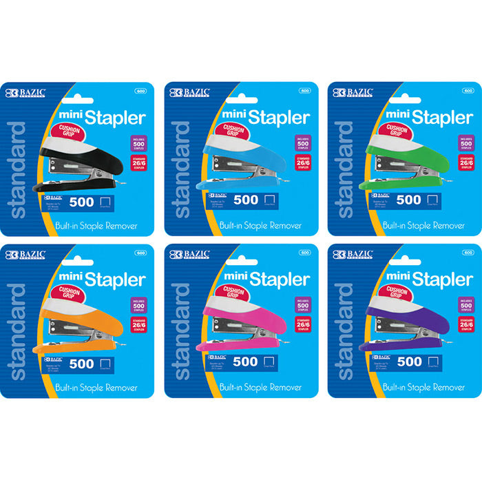 Mini Cushion Grip Standard (26/6) Stapler w/ 500 Ct. Staples