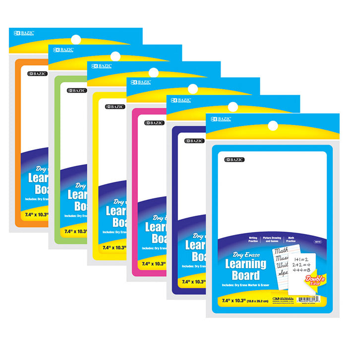 7.4" X 10.3" Double Sided Dry Erase Learning Board w/ Marker & Eraser