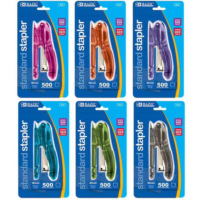 Transparent Standard (26/6) Stapler w/ 500 Ct. Staples