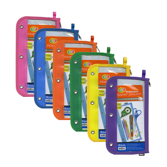 11.5" X 6.5" 3-Ring Clear Pencil Pouch