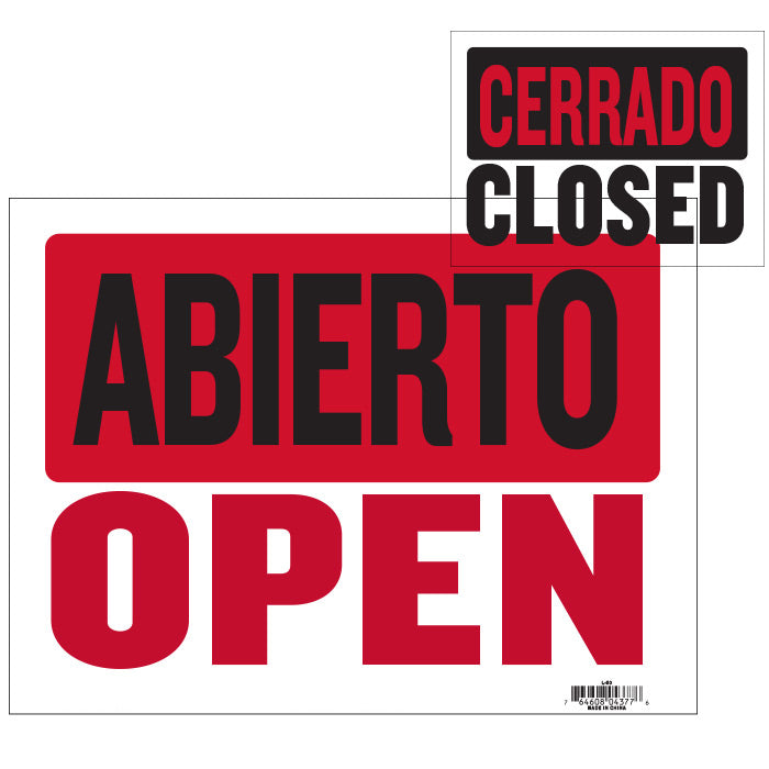 9" X 12" Abierto Sign w/ Cerrado Sign On Back
