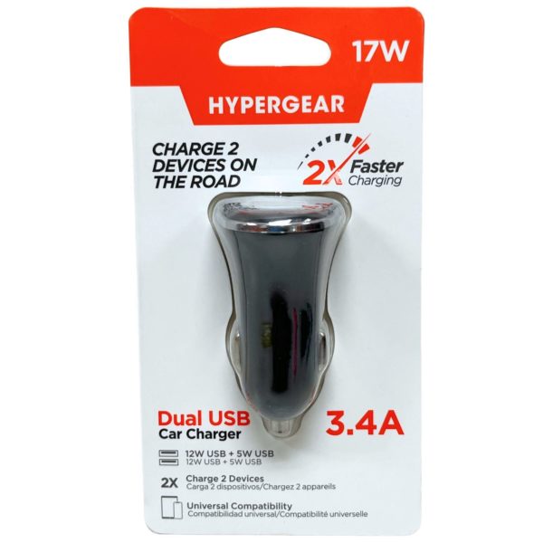 HyperGear Black Hi-Power Dual USB 3.4A Car Charger