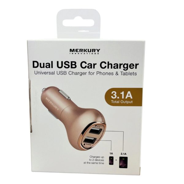 Merkury 3.1 Amp Dual USB Car Charger in Rose Gold