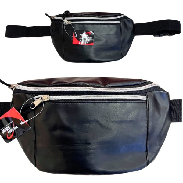 Faux Leather Black Waist Bag