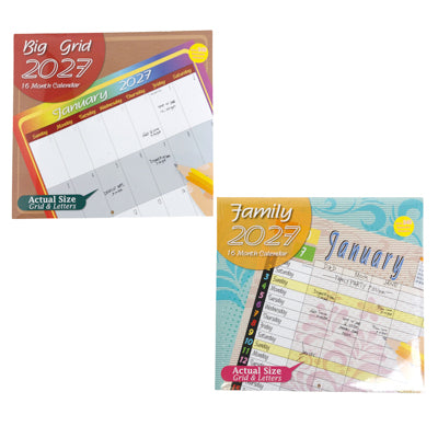 Calendar Wall 2027/16 Month Big Grid/family Pdq