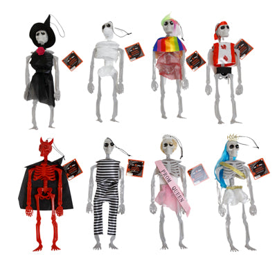 Skeleton Hanging Decor 8ast Dressed Up 13inl Hlwn/ht