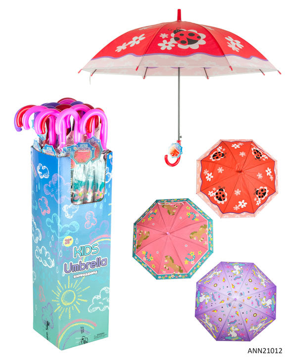 26" Printed Children's Umbrellas w/ Retail Display - Ladybug