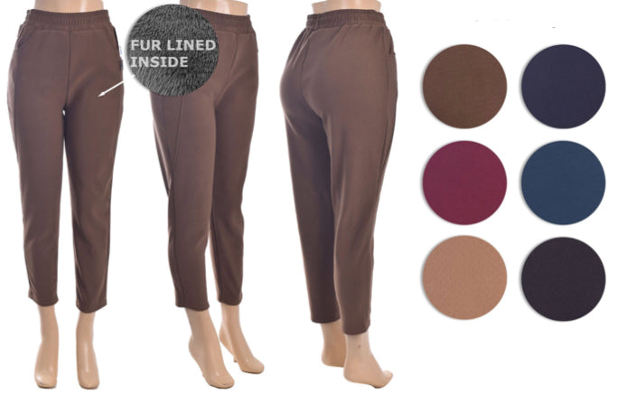 Women's Faux Fur Lined Sweatpants - Assorted Colors