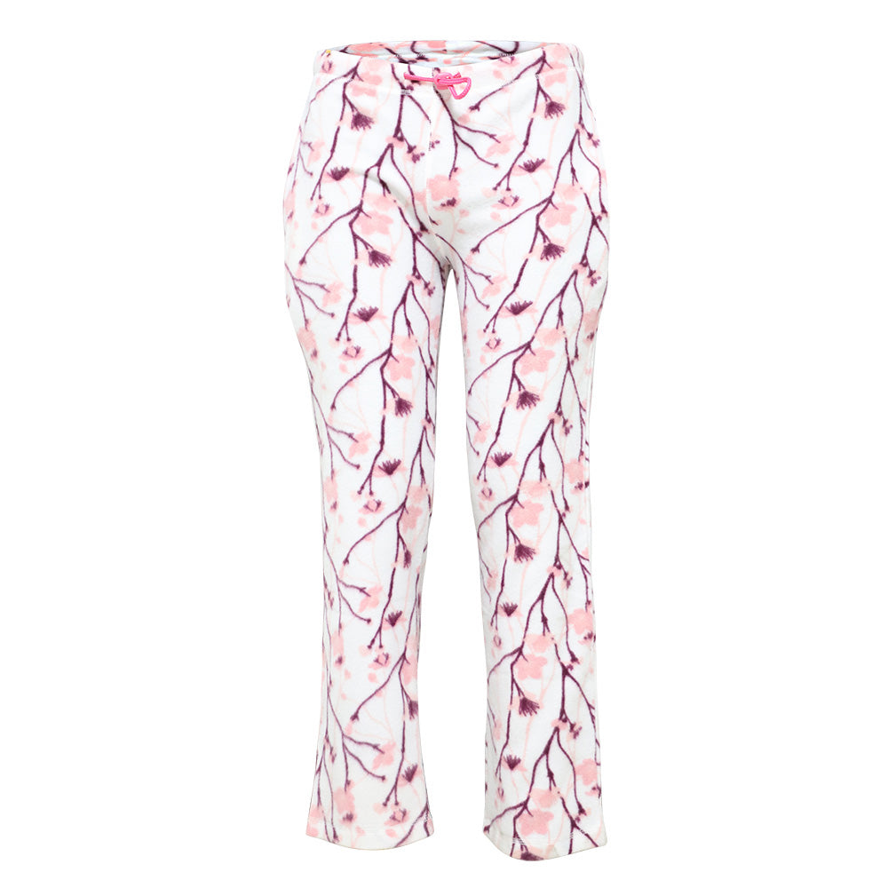 Women's Fleece Pajama Pants w/ Cherry Blossom Flower & Stem Print - Size Small-2XL