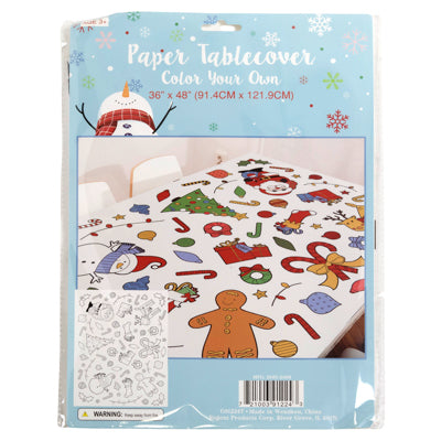 Tablecover Color Your Own Paper Christmas 36x48in Insert Card W/pb