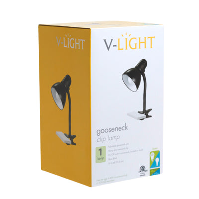 Lamp Desk Led Clipon Gooseneck Gloss Black 10w=40w 14inch V-light