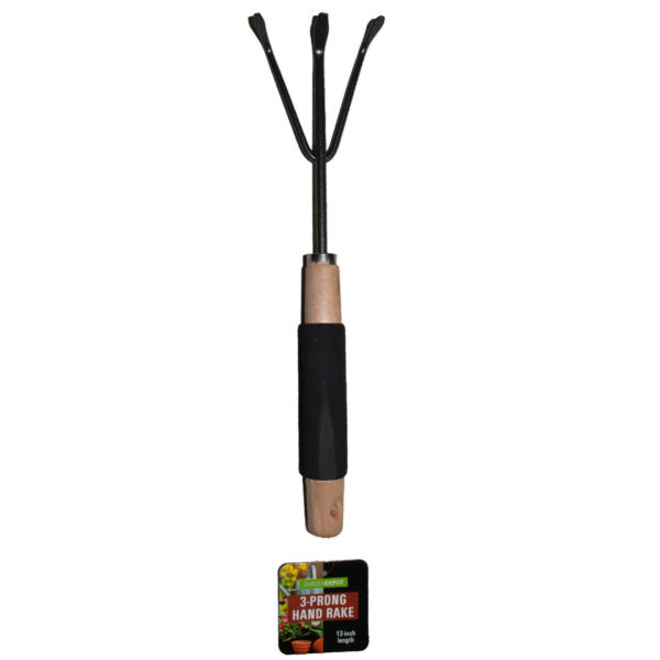 Wooden Handle 3 Prong Rake