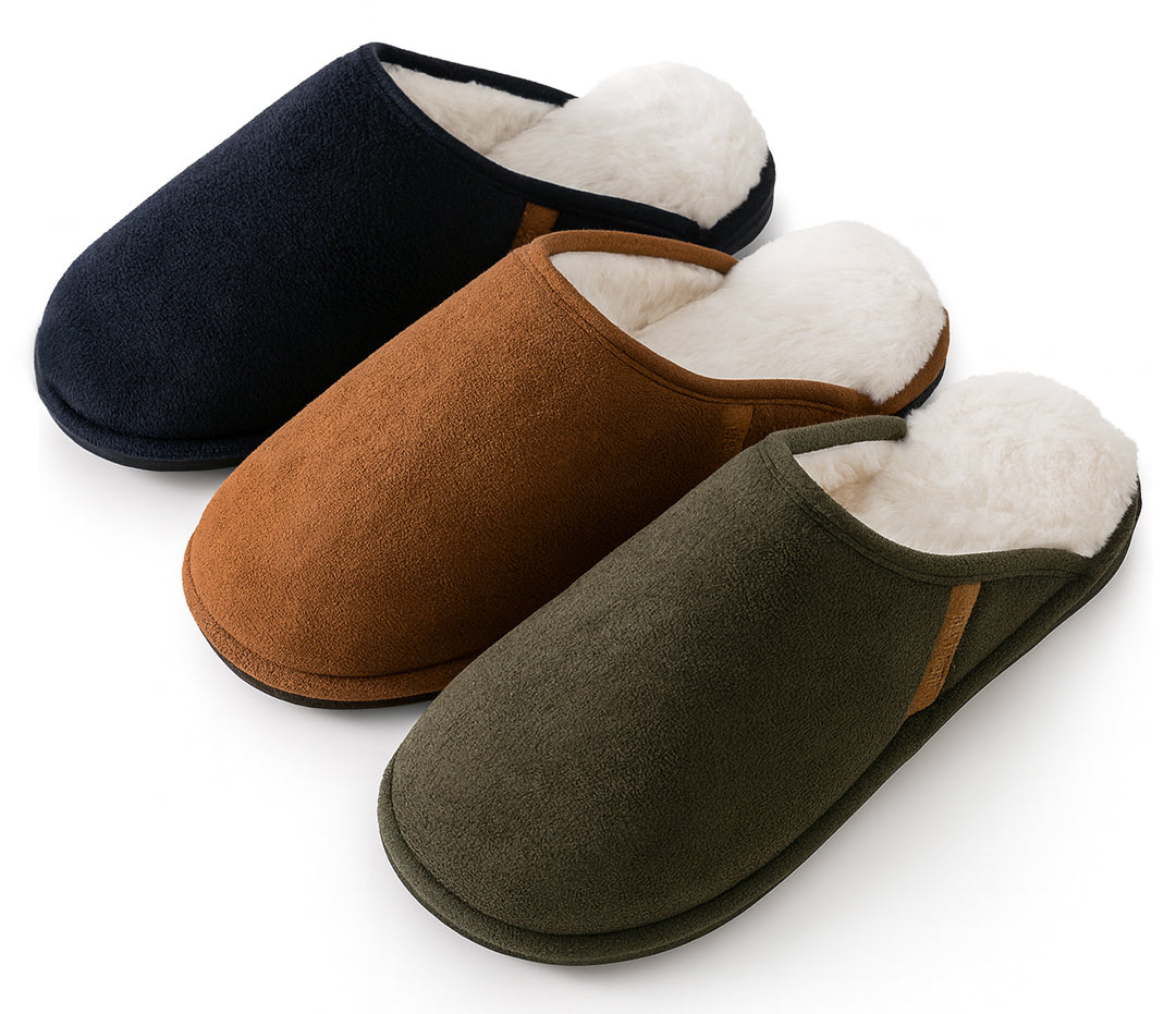 Men's Suede Sherpa Lined Mule Bedroom Slippers