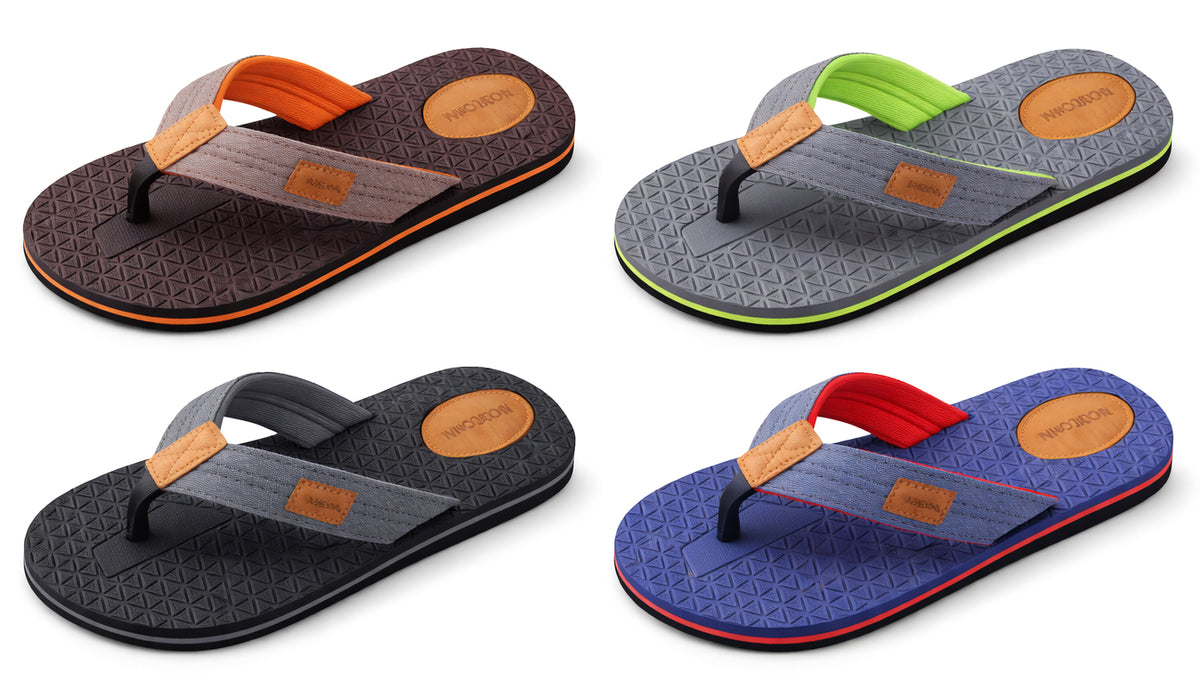 Men's Thong Sport Sandals w/ Fabric Straps & Contrast Trim