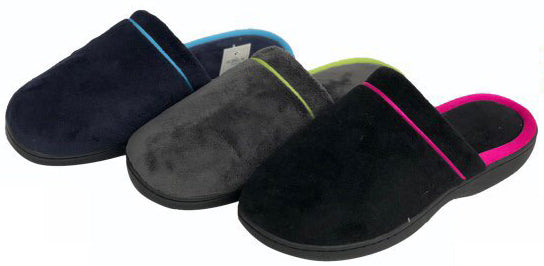 Women's Faux Suede Mule Slippers w/ Contrast Trim