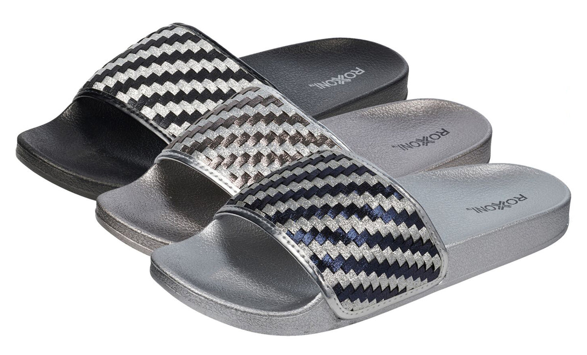 Women's Slide Sandals w/ Zig Zag Straps - Sizes Small-XL