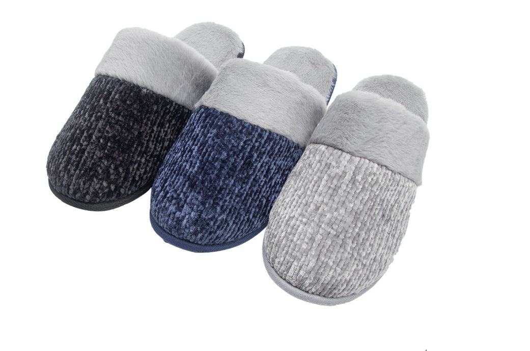 Men's Sherpa Mule Bedroom Slippers w/ Faux Fur Trim - Choose Your Size(s)
