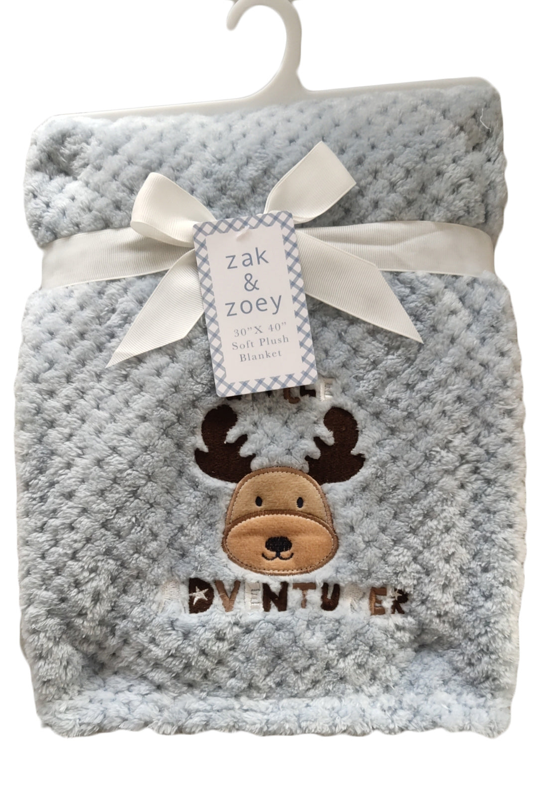 30 x 40 Embroidered Applique Baby Blankets - Moose Print