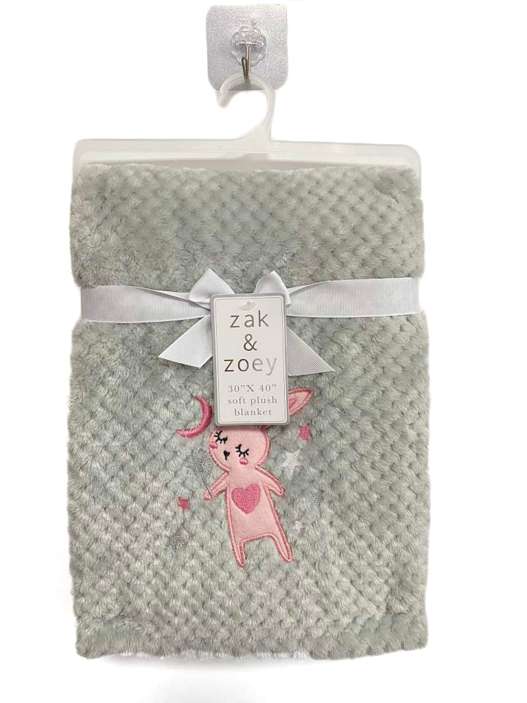 30 x 40 Embroidered Applique Baby Blankets - Love Bunny