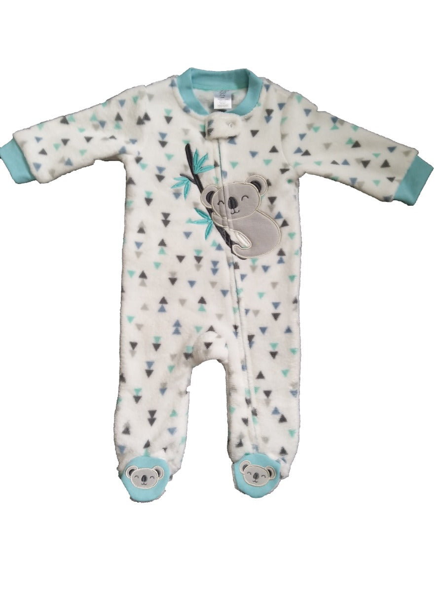 Baby's Coral Fleece Printed Onesies w/ Embroidered Applique - 12-24M - Koala Print