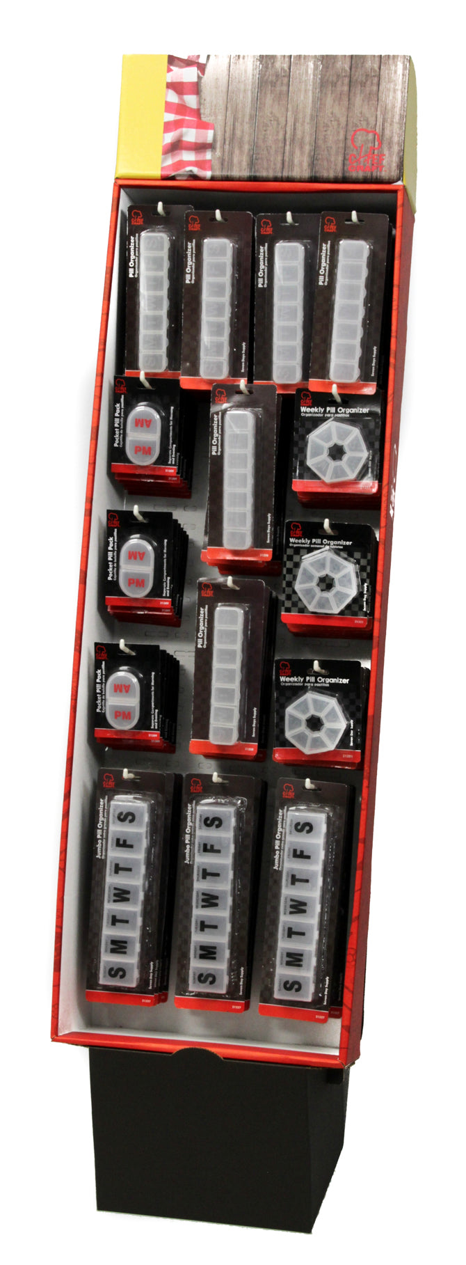 Pill Organizers in Floor Display