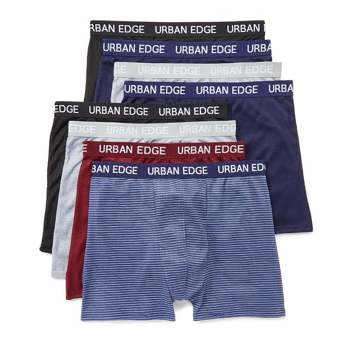 Men's Solid & Striped Urban Edge Boxer Briefs - Sizes Medium-2XL- 8 Pack