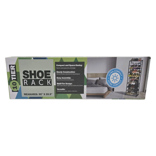 55" x 20.5" Easy Assemble 10 Tier Shoe Storage Rack