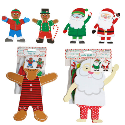 Craft Kit Eva Dress-up Santa/ Gingerbread 2 Asst 11in H Figure W/multiple Outfits/access